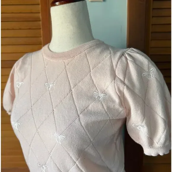 J-Fashion GRL Kawaii Himekaji Balletcore Pink Bow Cropped Top S - Picture 4 of 7